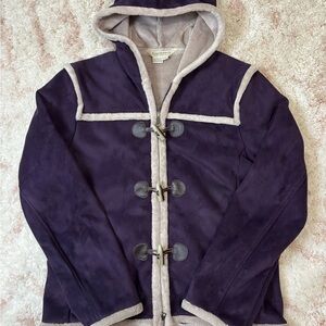 Royal Purple Fuzzy Outdoor Coat with Hood